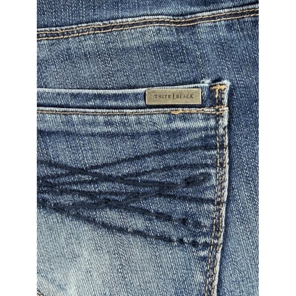 White House Black Market Slim Crop Jeans Blue Raw Hem Size 0 Mid Rise Stretch‎ - Picture 8 of 9